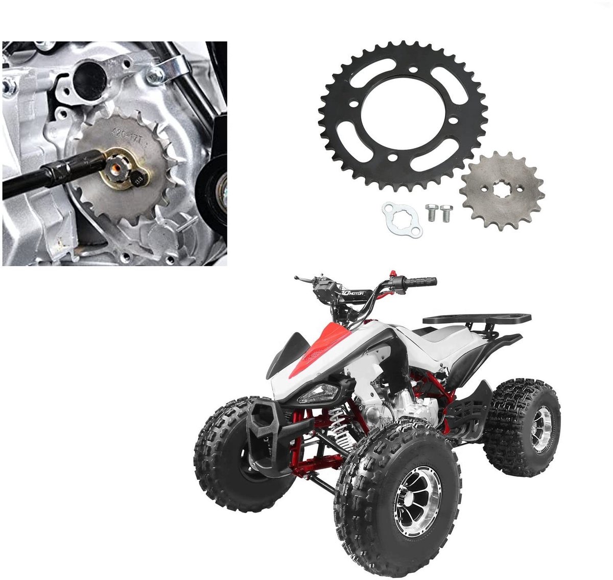 Dailygoods- Kettingwielset 420 - Slijtvast - 17T - Voor Dirtbikes/Minimotorfietsen - ATV/Go Kart - Warmtebehandeld - Tandwiel