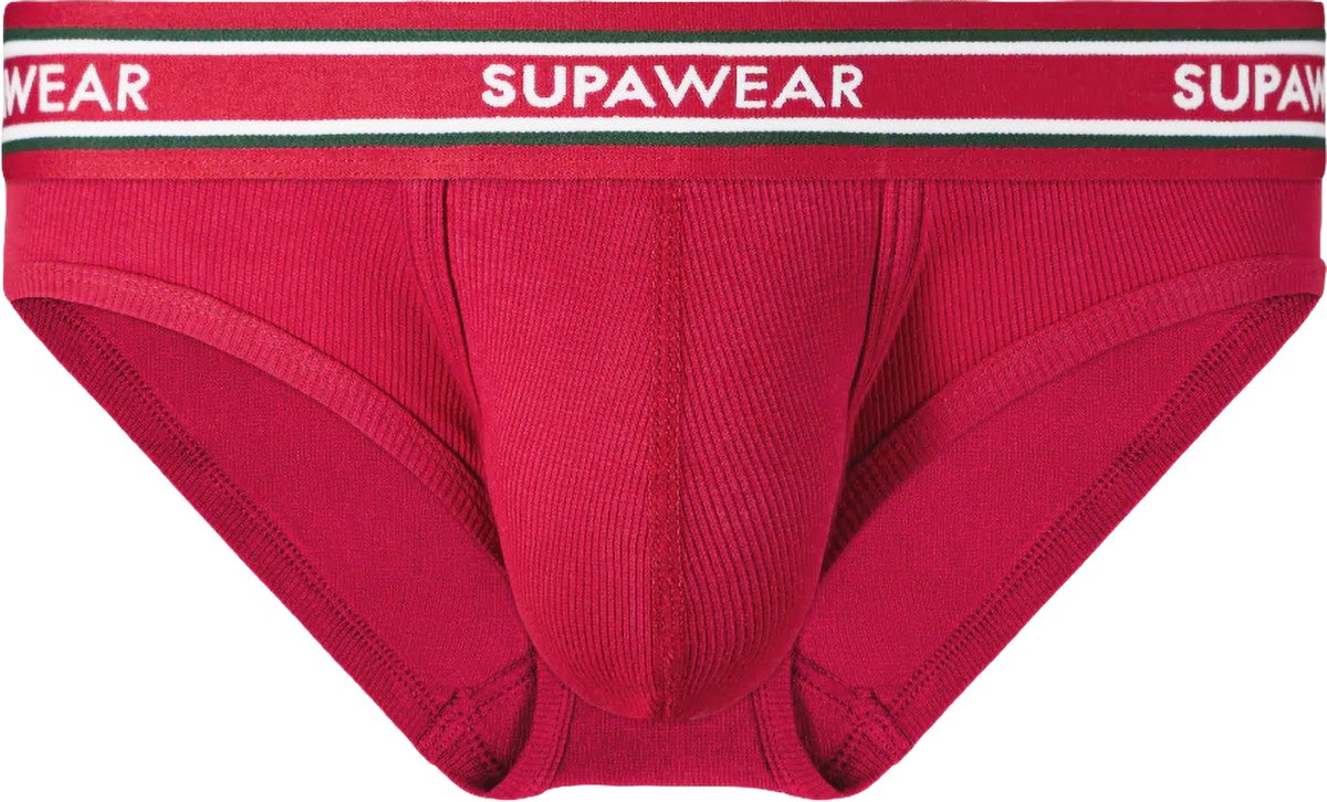 SUPAWEAR Ribbed Varsity Brief Red - MAAT XL - Heren Ondergoed - Slip voor Man - Mannen Brief