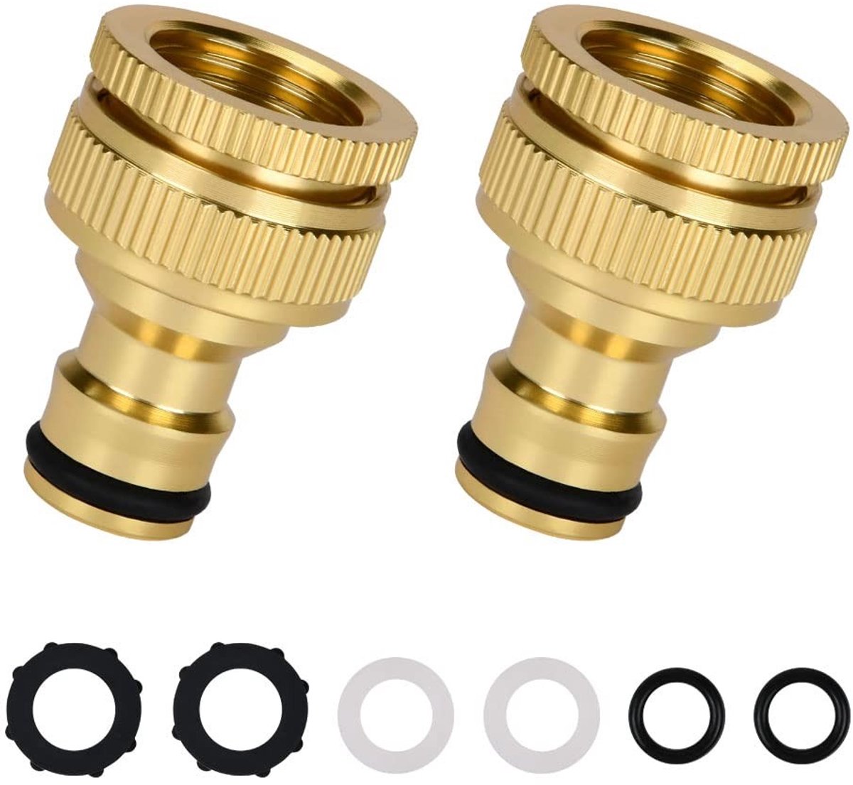 Dailygoods - flintronic 2 stuks universele waterkraanaansluiting, snelle aansluitset, waterkraan slangaansluiting, 3/4 inch & 1/2 inch universele armatuuraansluiting met binnendraad, voor tuinslang aansluiting
