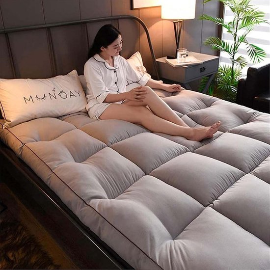 Japanse Futon Matras - Vloermatras Rolbaar - Comfortabel Slapen - Drie-dimensionaal Quiltontwerp - 90x200cm - Wit — afbeelding 4