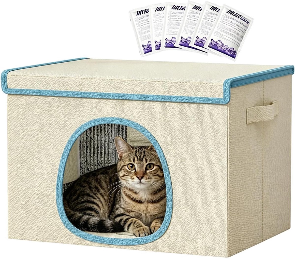 Verkoelend Kattenhuis - Hondenhok Binnen - Huisdier Koel Houden - Met IJspakketten - 50x40x36 cm - Gebroken wit