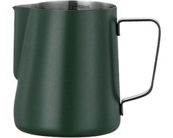 Melkschuimbeker 2 stuks - Opschuimkan RVS - Latte Art Maken - Comfortabele Handgreep - 600 ml - Donkergroen