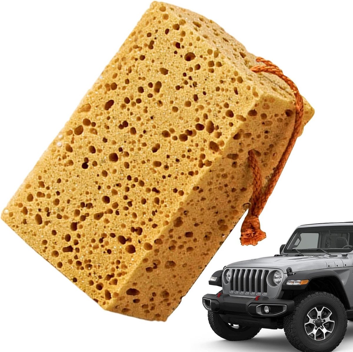 Autowas Spons - Reinigingsspons - Krasvrij Wassen - Hoog Schuim Effect - 17x10x8 cm - Lichte Koffie