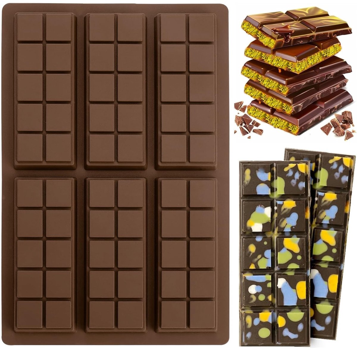 Dailygoods- Chocoladebakvorm Levensmiddelenkwaliteit - Chocoladevorm - Siliconen Vormpjes - Mini-tablet - Snoepvorm - Flexibel en Duurzaam