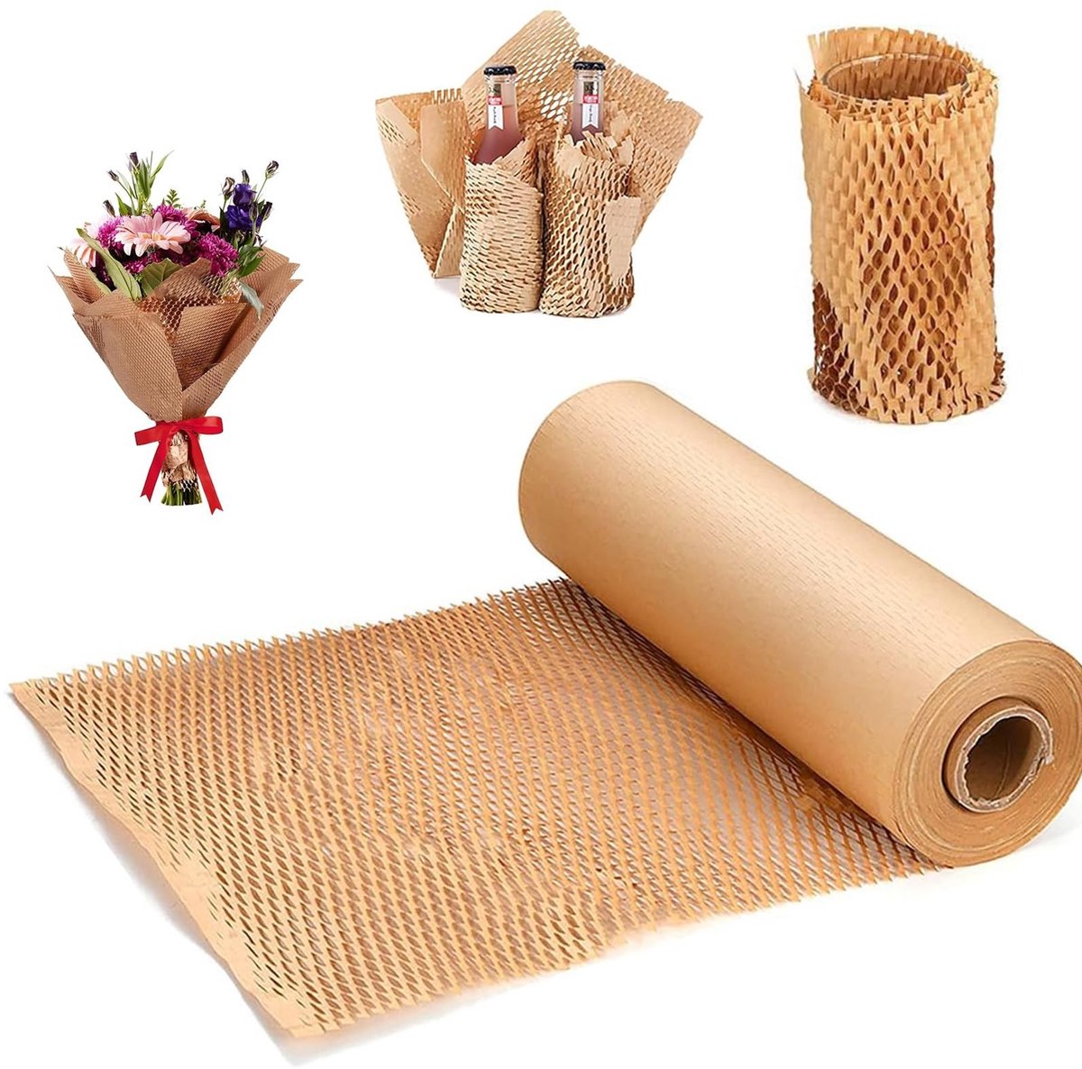 Dailygoods- Honingraatpapier 30 cm x 30 m - Schokbestendig - Bruin