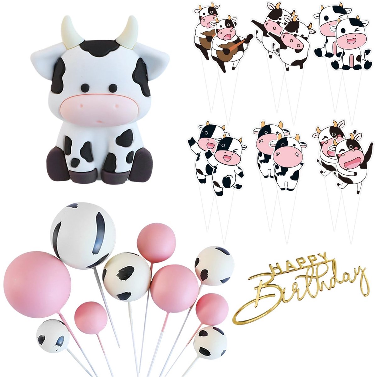 Dailygoods - 10 Stuks Creatieve Taartdecoraties met Koeieninzetstukken