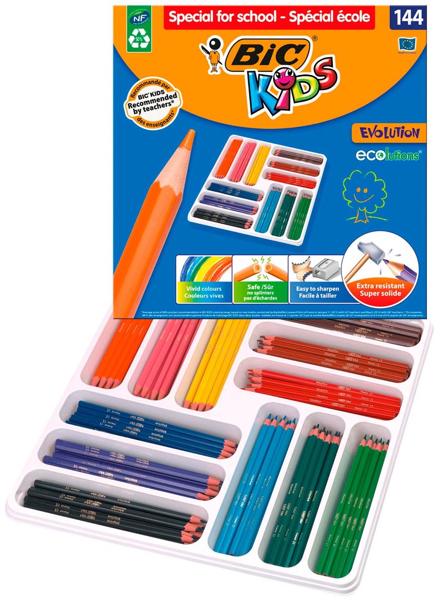 Bic Kids kleurpotlood Ecolutions Evolution 144 potloden (classpack)