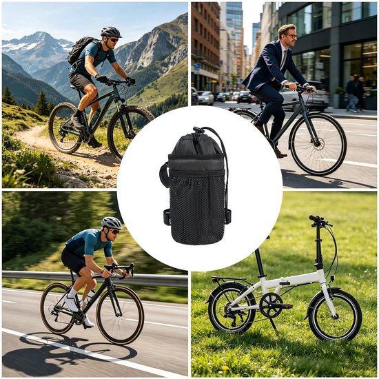 Fietsflessenhouder - Fietshouder bidon - Dranken meenemen - Verstelbaar netvak - 26.5 x 18 x 2 cm - Zwart — afbeelding 2
