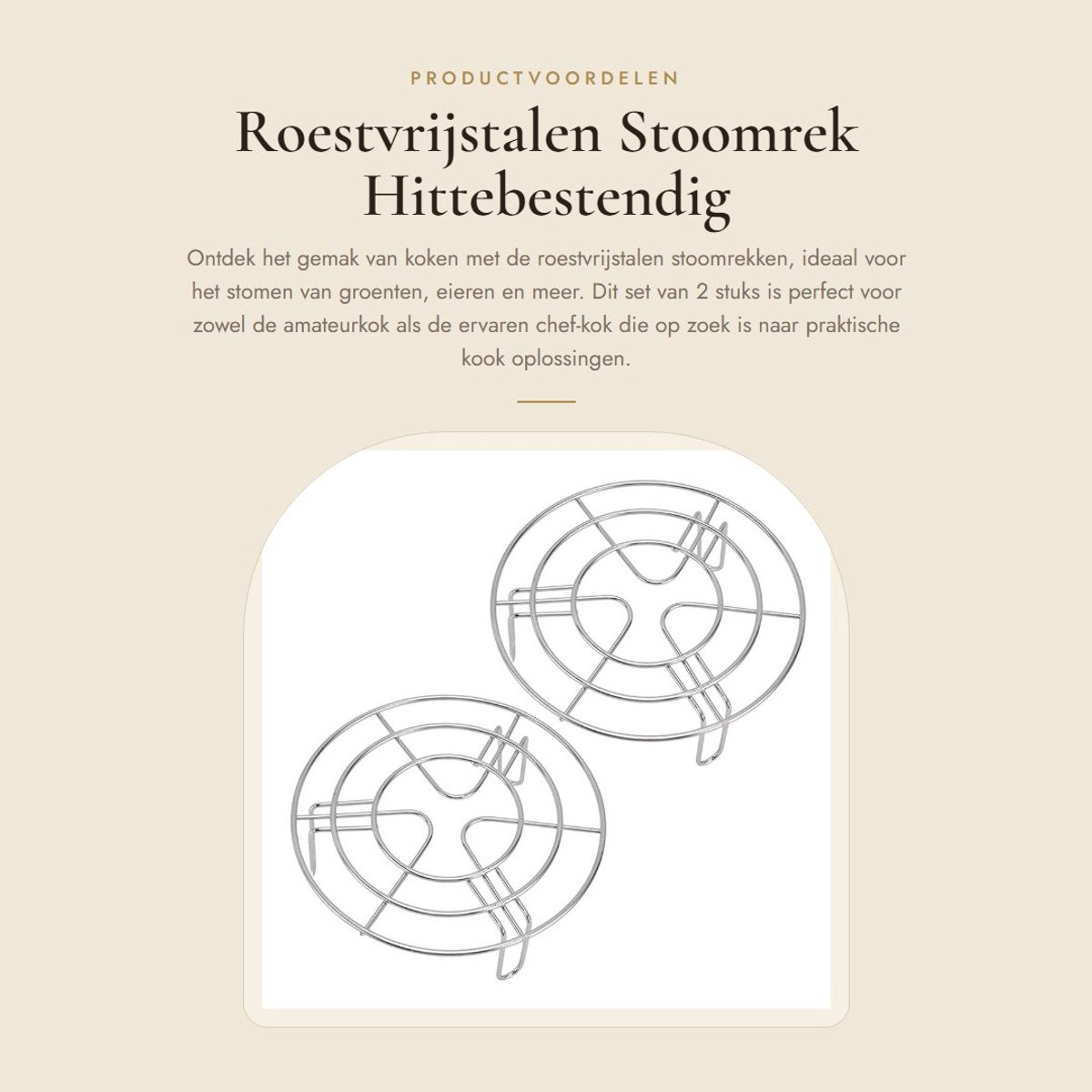 Dailygoods- Stoomrek Hittebestendig - Roestvrij Staal - 2 Stuks - Kookstandaard - Onderzetter - Diameter 19,5 cm - Stoommand