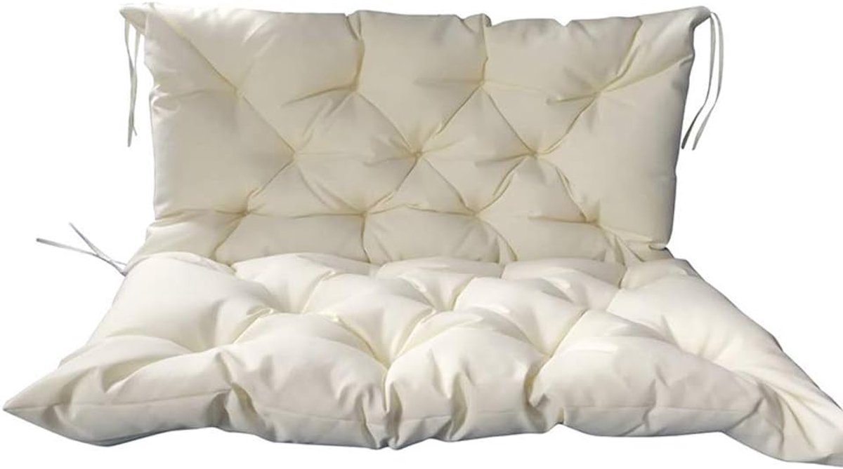 Waterdicht Kussen - Bankkussen - Buiten Zitten - Met Bevestigingsbanden - 150 x 50 cm - Wit