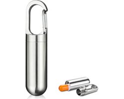 Dailygoods- Medicijncontainer roestvrij staal - Draagbare Capsulehouder - Waterdichte Sleutelhanger - Afdichting - Stijlvol Ontwerp - Hoogwaardige Materialen - Medicijnhouder