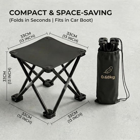 Opvouwbare kruk - Opvouwbaar en stabiel met draagtas, 33 * 33 * 33 cm, perfect voor picknicks, vissen en spelletjes (1, L) van Merkloos — afbeelding 3