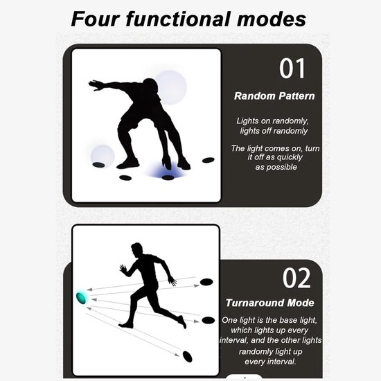 Reactietrainingslicht - Agile trainingskit - Hand-oog coördinatie - 4 Trainingsmodi - 56 mm rond - Wit — afbeelding 5