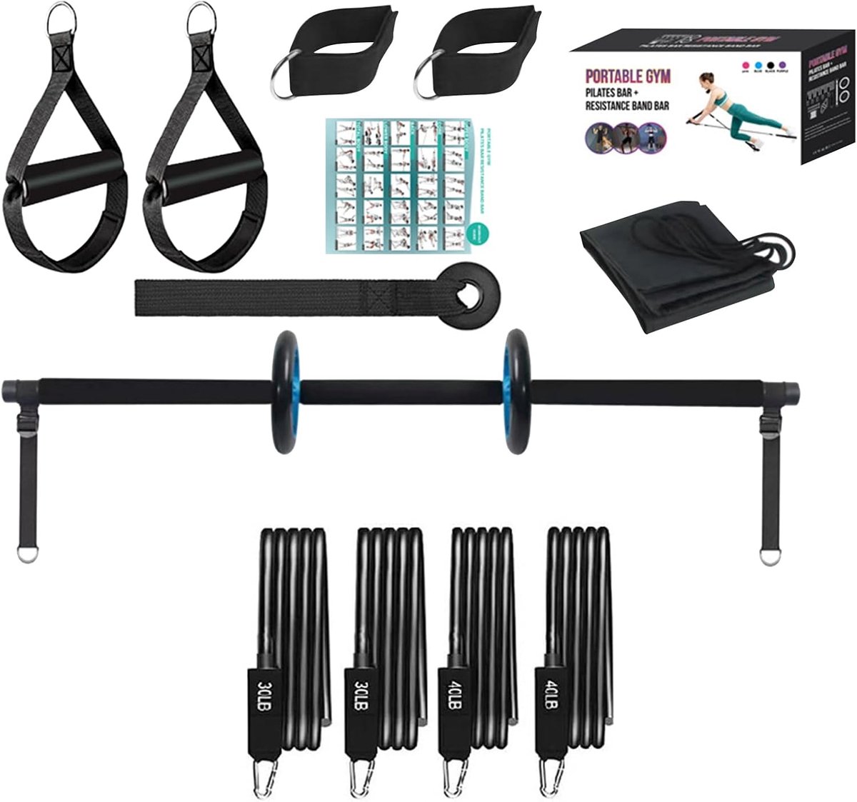 Pilates Bar Kit - Thuis Fitness Set - Core Training - Verstelbare Weerstand - 120 cm - N.v.t.