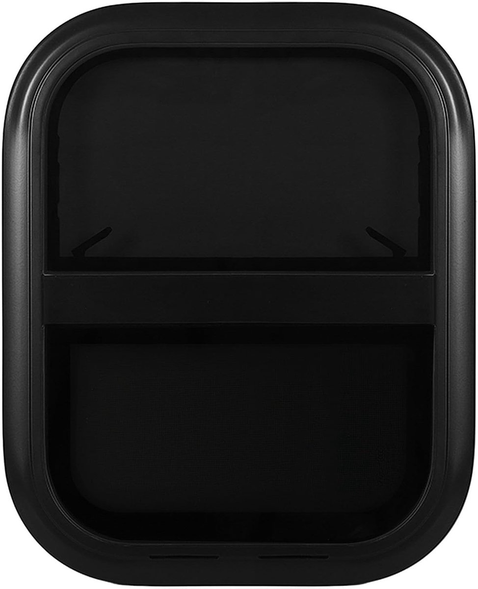 RV Schuifwand Raam - Rond Hoek Raam - Ventilatie Verbeteren - Verwijderbaar Hor - 530x430 mm - Zwart