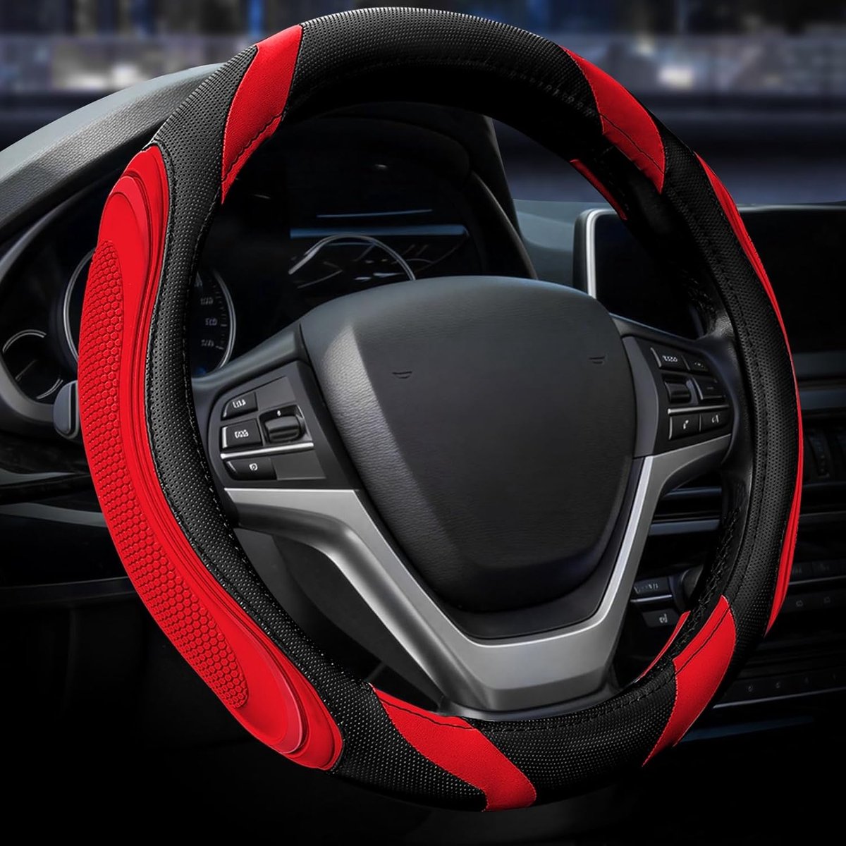Stuurwielhoes - Autostuurhoes - Rijcomfort Verbeteren - Ergonomisch Ontwerp - 37-38 cm Diameter - Rood