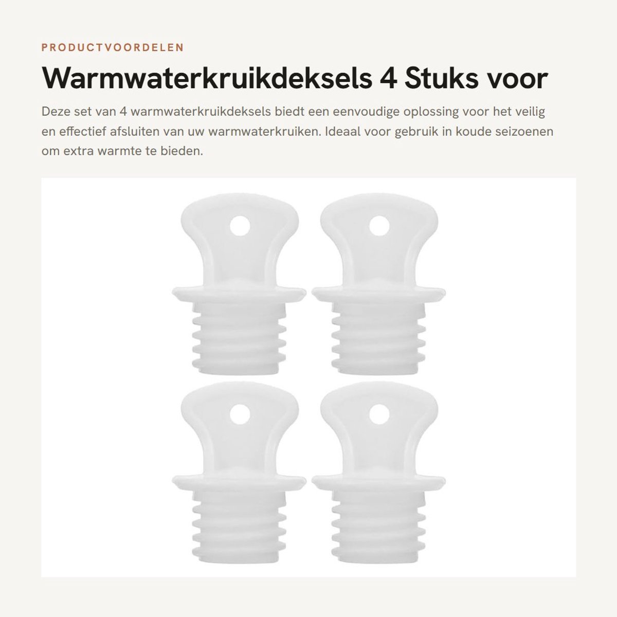 Dailygoods- Warmwaterkruikdeksel - 4 Stuks - Afsluitstopper/Warmwaterzakdeksel - Flessenopzetstuk - Rubber/Waterflesopzetstuk - Eenvoudige Installatie - Veelzijdig Inzetbaar - Warmwaterzak