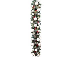 Kerstguirlande Verlichting - Kunstmatige Slinger - Feestelijke Decoratie - Handgemaakte Charme - 135 cm - Zilver – foto 6