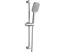 Dailygoods - OFFO Doucheset van roestvrij staal, grote douchekop met douchestang van 60 cm, slang en douchekophouder, 3 straalsoorten, verstelbare hoogte
