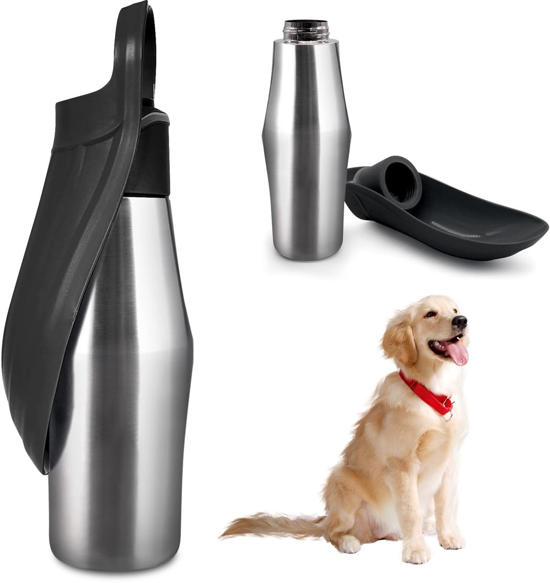 Dailygoods - Hondendrinkfles 750 ml - Roestvrij Staal, Opvouwbaar en Draagbaar