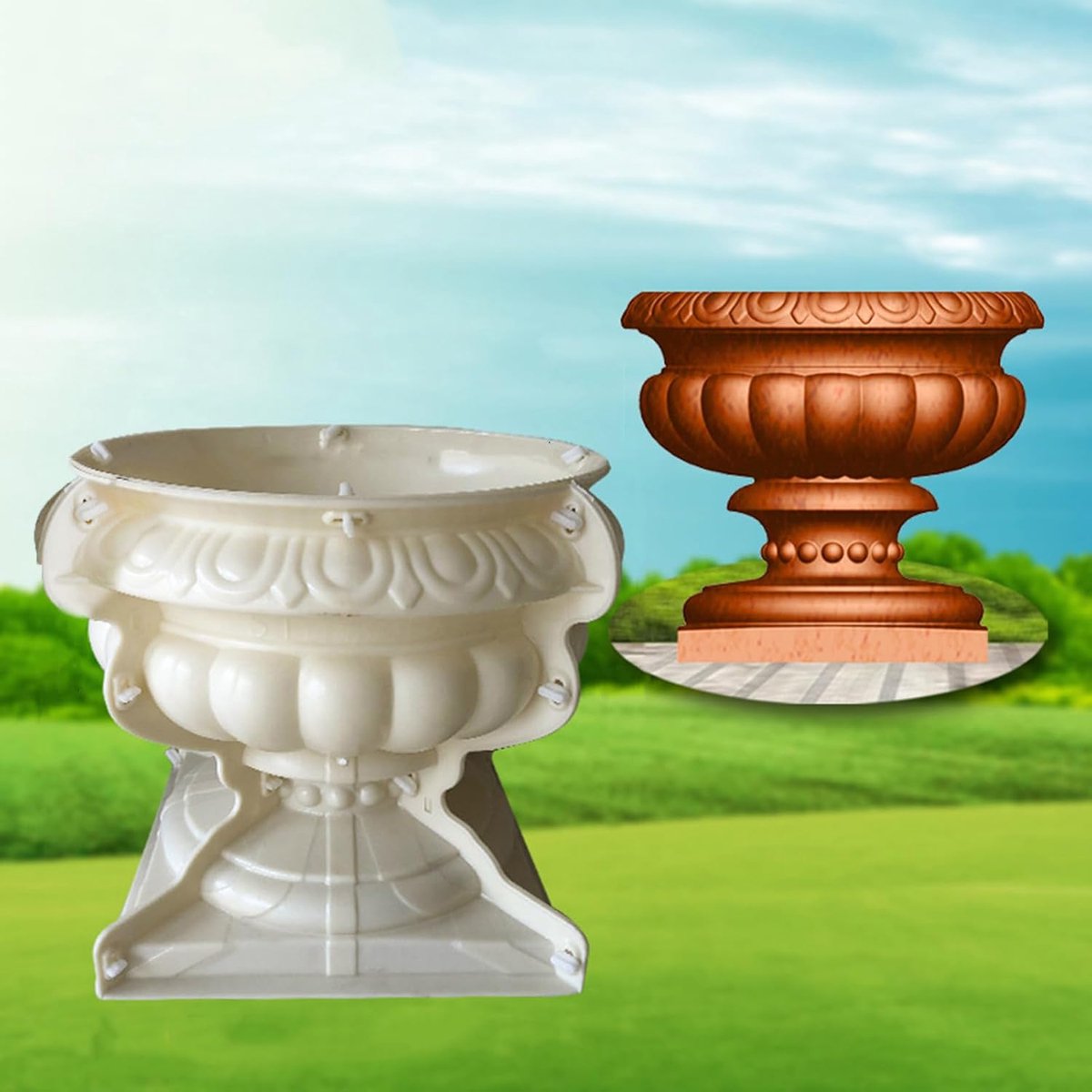Bloempotmal Romeinse Stijl - Beton Gietvorm - Decoratieve Potten Maken - Herbruikbaar Materiaal - 20x20x19 cm - Grijs