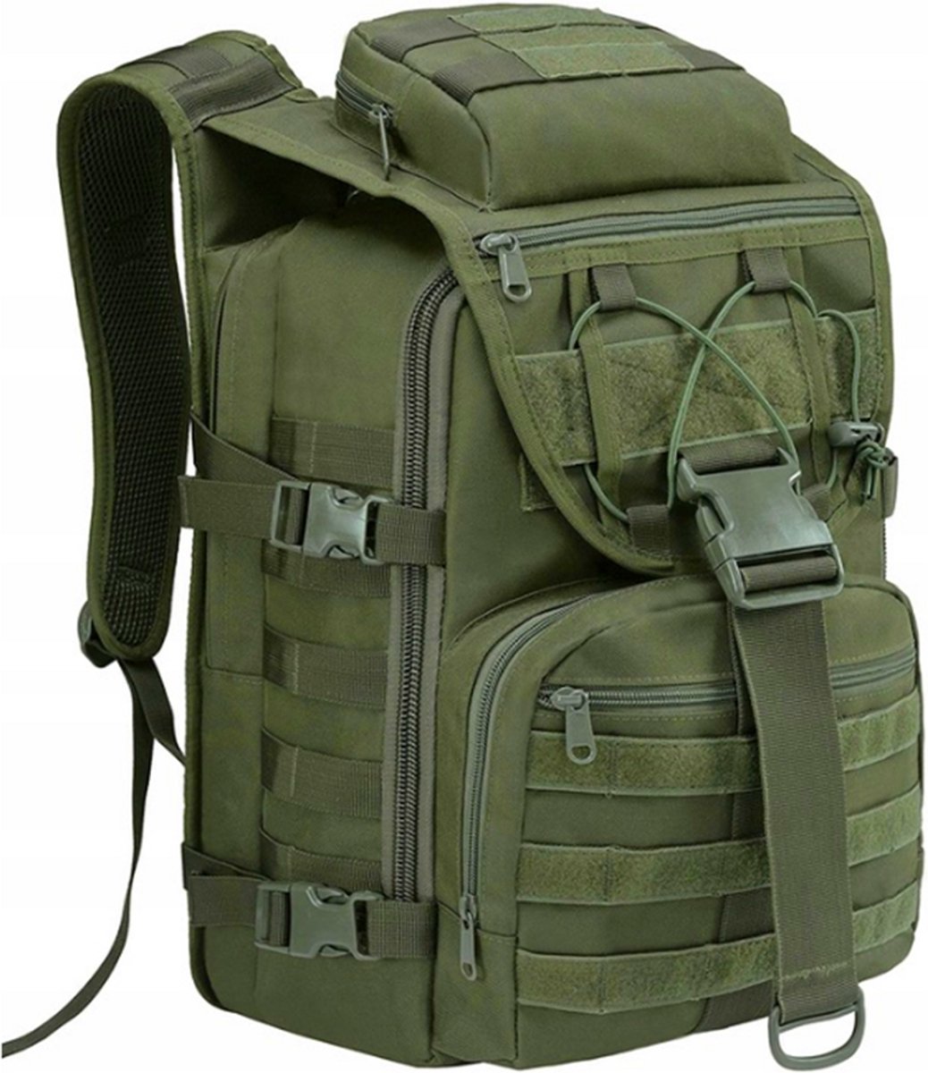 Militairgroene wandelrugzak - Outdoor survivalrugzak - Wandelrugzak - Reisrugzak - Bergbeklimmersrugzak - 40 liter - Grote inhoud - Unisex - Geschikt voor volwassenen als nooduitrusting - Militairgroen