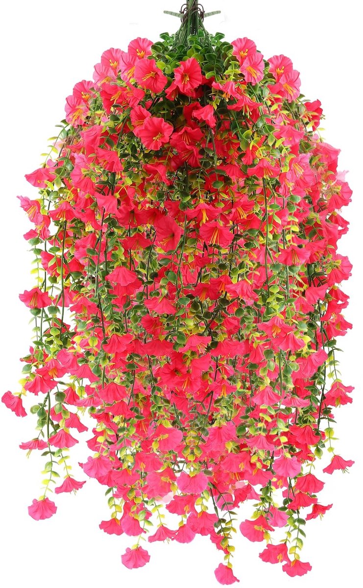Dailygoods - Kunstbloemen petunia, 4 stuks, magenta, 80 cm, kunstmatige hangplanten, kunst