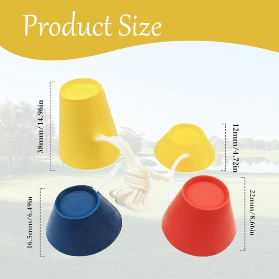 Dailygoods- Golfthee 4-delig - Rubber/Kunststof - Meerkleurig - Verschillende Hoogtes - Duurzaam - Perfect voor Driving Range - Golftees — afbeelding 3