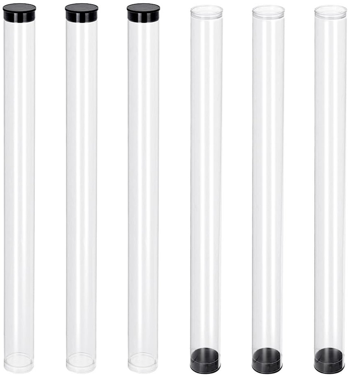 Dailygoods- Opslagbuizen 30 cm - 6 Stuks - Duurzaam - Zwarte Deksels