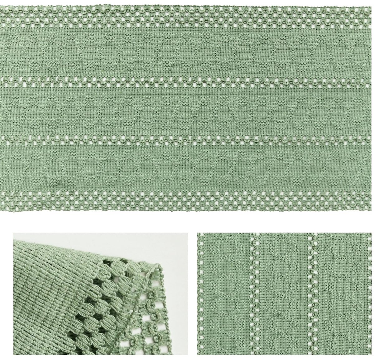 Dailygoods - Lichtgroene Rustieke Tafelloper 30x183 cm voor Eettafel Decoratie
