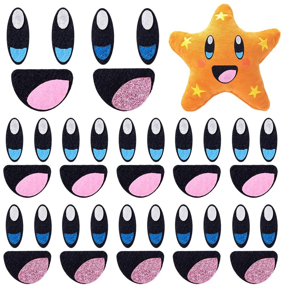 Dailygoods- Vilten Ogen 40 Stuks - Kawaii Ovale Ogen - Vilt Monden - Knutselbenodigdheden - Creatieve DIY - Pluche Pop/Panda Dieren - Knutselogen