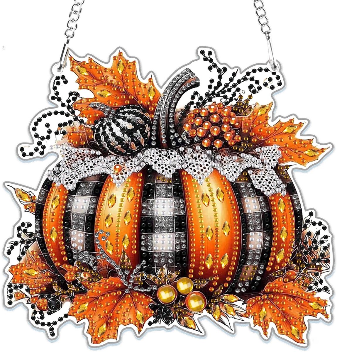 Dailygoods- Diamant Schilderij Herfst Pompoen - Diamant Kunst Hanger - Diamant Kits voor Volwassenen/Kinderen - Kristallen Steentjes - Cadeau voor Feesten - Eenvoudige Ontwerpen - Diamantkunst