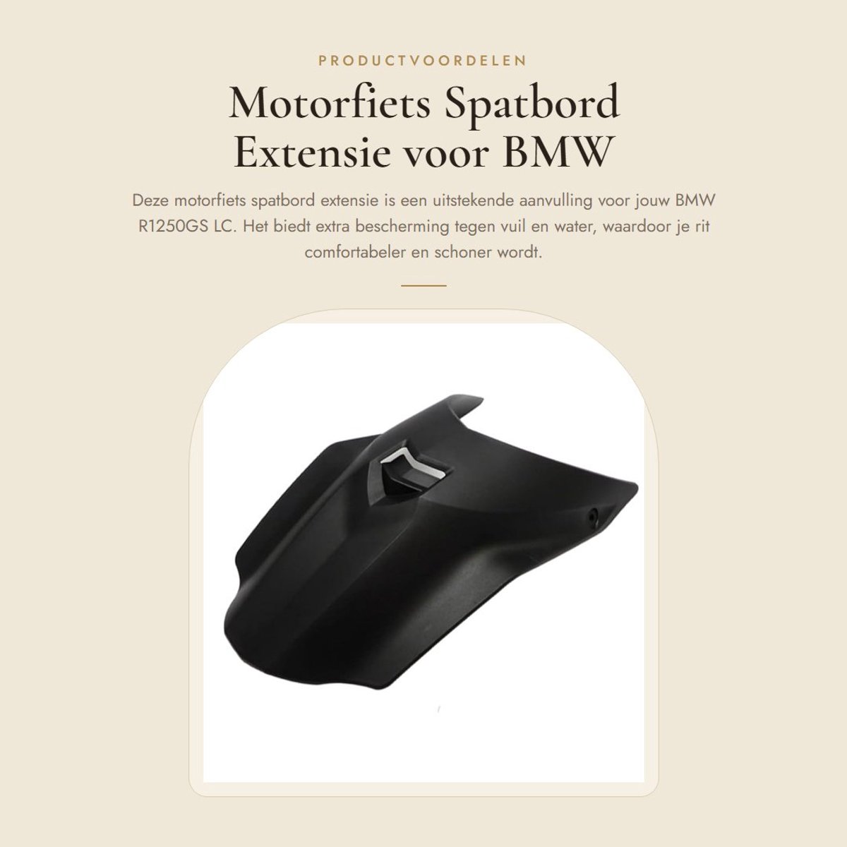 Dailygoods- Spatbord Achter/Voorwiel - Spatbordverlenging - Splash Guard - Kunststof - Compatibel met BMW R1250GS LC 2018-2023 - Zwart - Motorfietsaccessoires