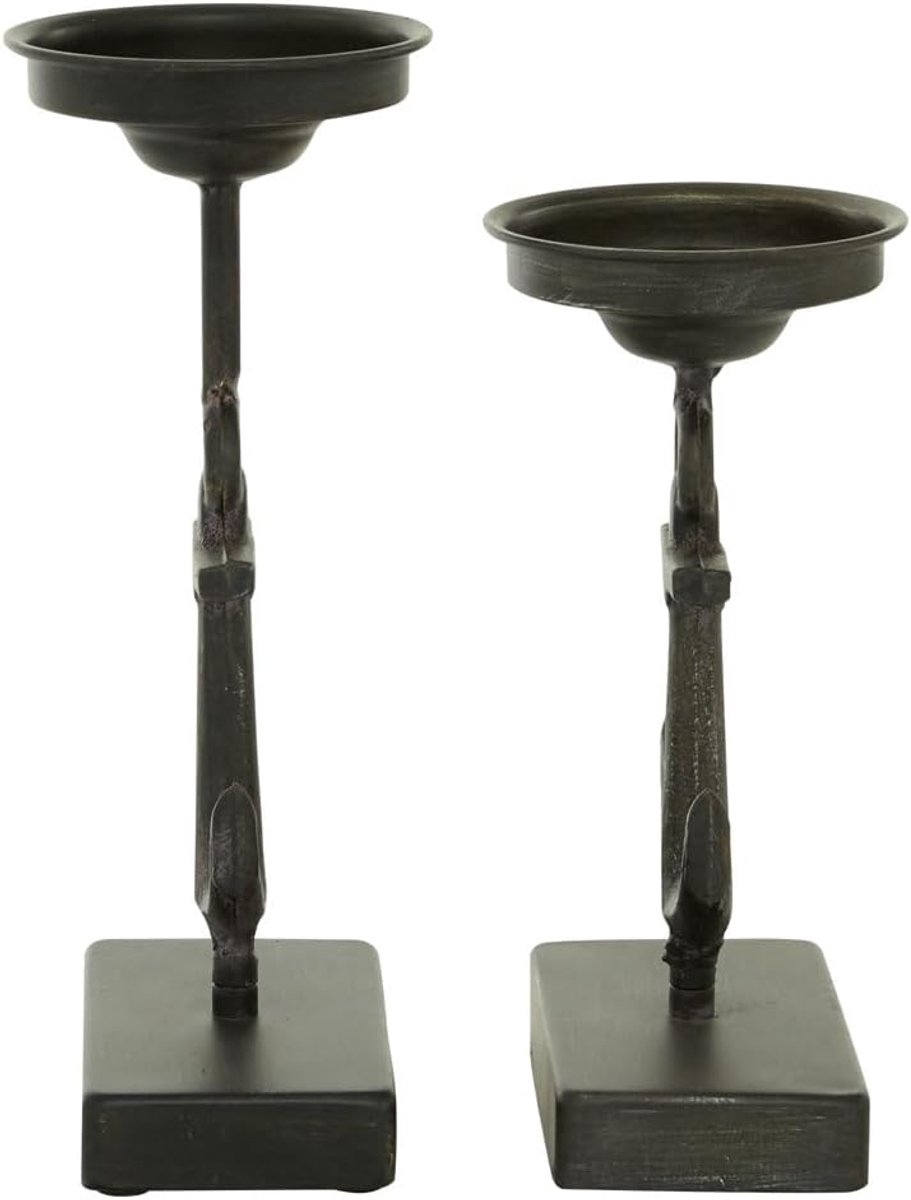 Kaarsenhouder Set - Decoratieve Houder - Sfeer Creëren - Stevig Smeedijzer - 2 Stuks - Zwart