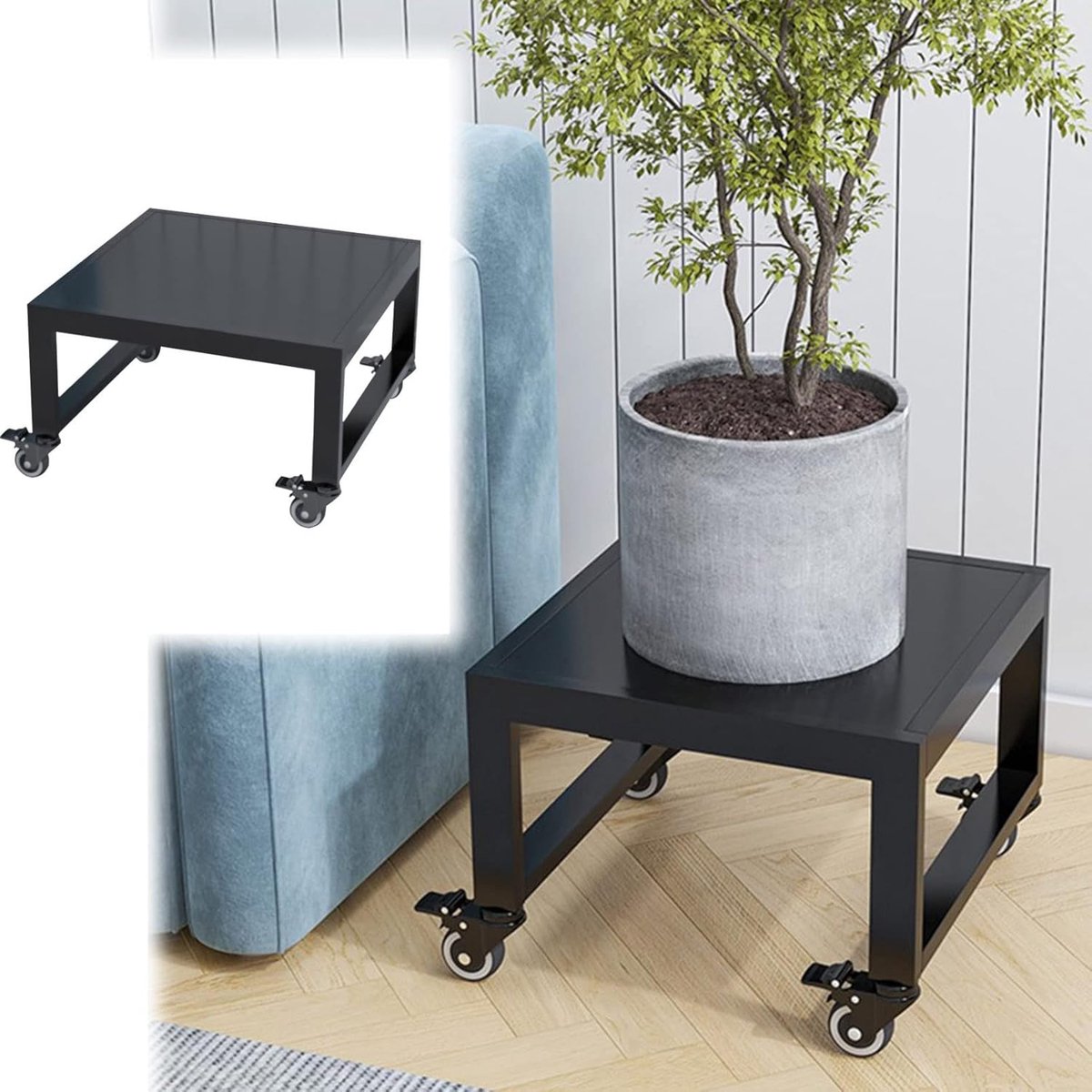 Plantenwagen - Plantentrolley - Planten Verplaatsen - 360 graden wielen - 40x40 cm - Zwart