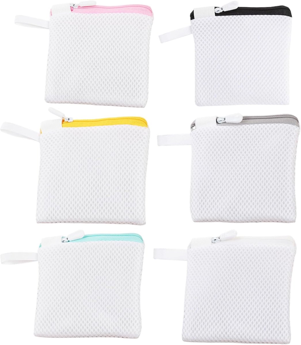 Kleine waszak - Lingerie tasjes - Delicaten wassen - Met rits - 6 stuks - Grijs
