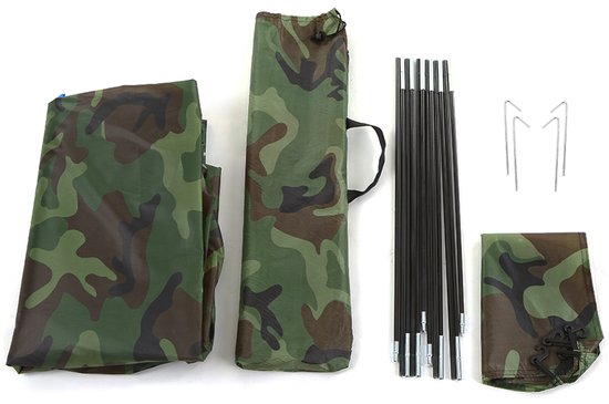 Campingtent 1 Persoon – 180 x 90 x 85 cm – Camouflage – Waterbestendig – Inclusief Draagtas — afbeelding 2
