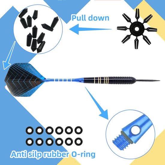 Dailygoods - Professionele Darts - Set van 3 - Ideaal voor Recreatie en Training - Blauw - Lichtgewicht Darts - Geschikt voor Iedereen - 22g van Dailygoods — afbeelding 5