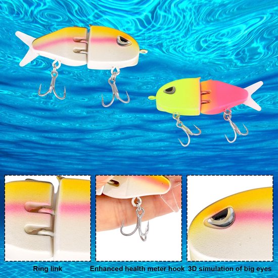 Dailygoods- Glide Bait 2 Stuks - Ultra-realistische Zwemactie - Mini Aas - Koolstofrijke Haken - Duurzaam ABS - 6,5 x 3 cm - Vissersaas van Dailygoods — afbeelding 4