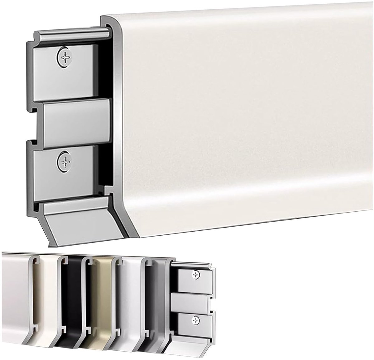 Aluminium Plintbekleding - Vloerafwerking - Naadloze Afwerking - Krasbestendig Materiaal - 125 cm Lengte - Wit