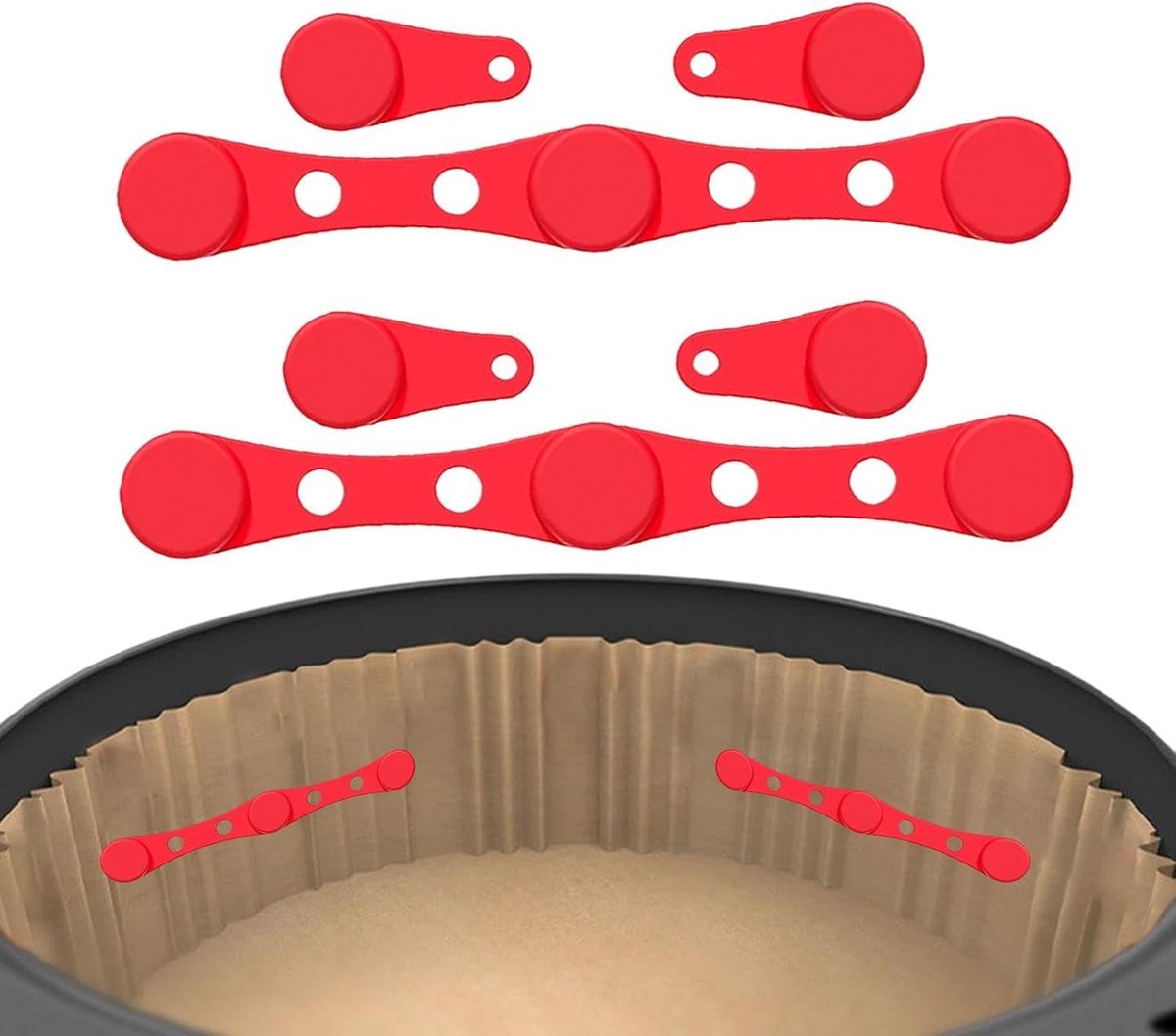 Airfryer Magneten Bakpapier Clips Schone Mand Houden Hittebestendige Grip 10.2 cm Rood