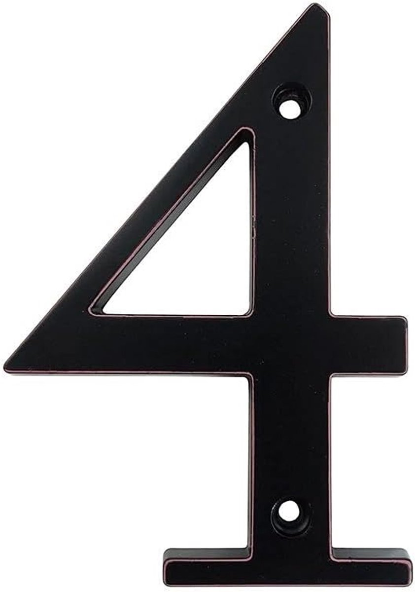 Huisnummer Metaal - Deurbord Adres - Huis Aanduiding - Roestvrij Zinklegering - 4 Inch Hoog - Zwart