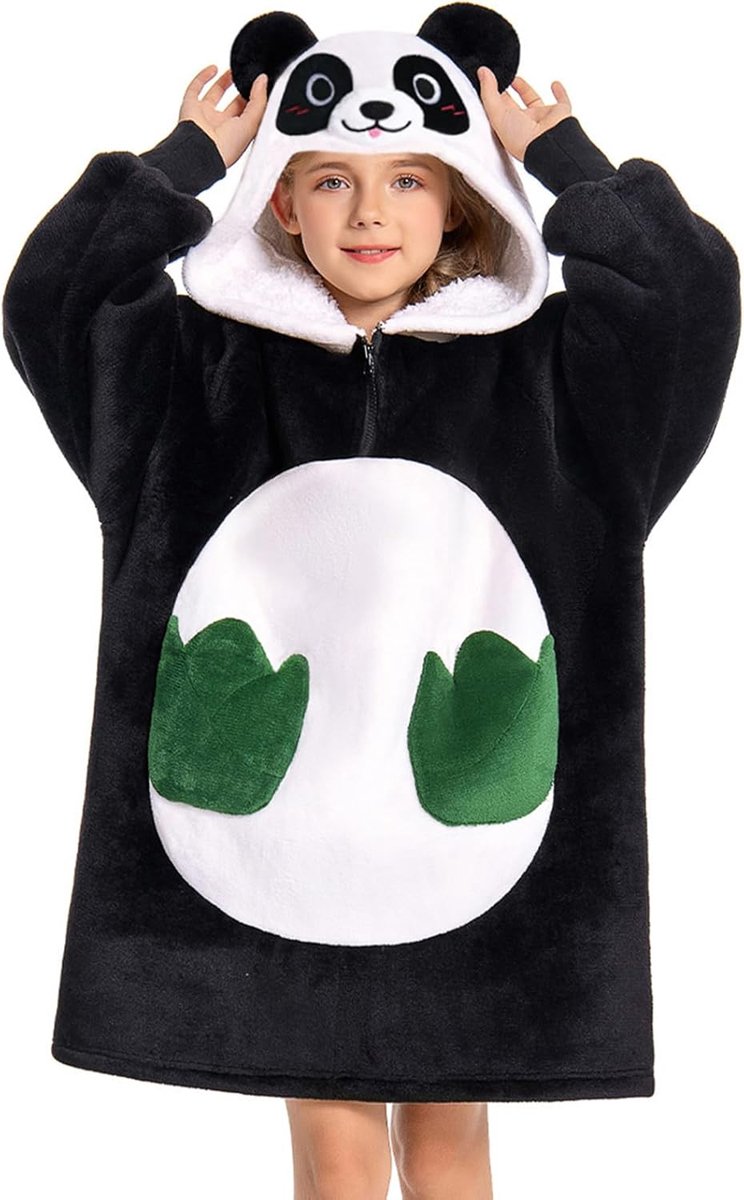 Overmaat Hoodie Deken voor kind, Sherpa Fleece Draagbare Deken met Mouwen & Zakken, Zacht Warm Knus Deken Met Capuchon, Donszacht Dekentrui voor Meisjes Jongens
