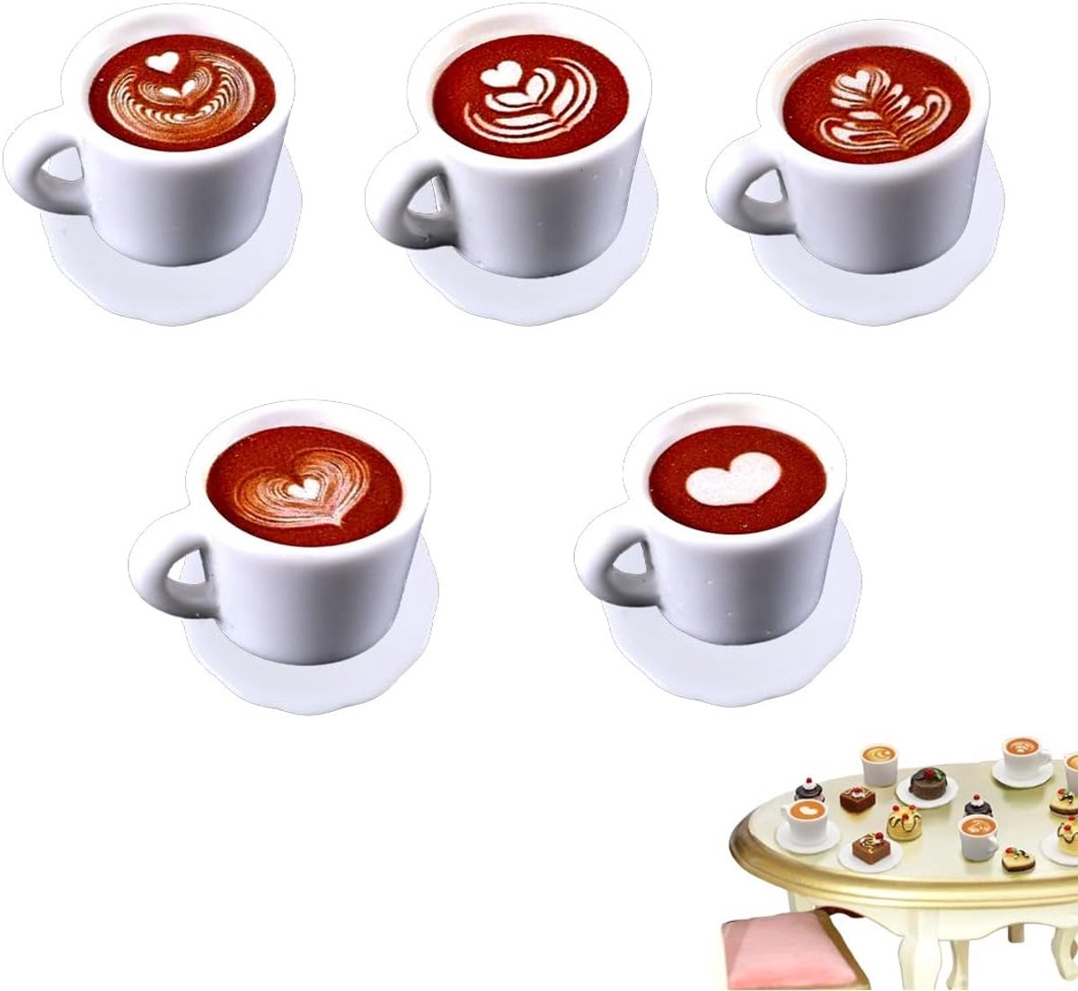 10-delig, accessoires voor miniatuurhuis, miniatuurobject, miniatuurobject, dessert, koffie, cake, miniatuurvoedsel voor mini-thee na de middag, micro-landschap, doe-het-zelf