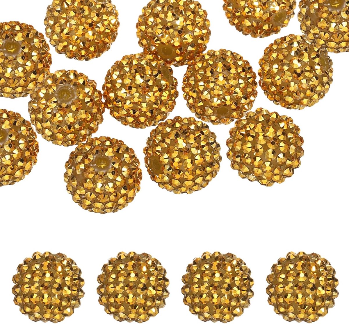 Kralen voor kralen pen, 20 stuks bal disco sprankelende brok ronde bubblegum kralen voor kralen sleutelhanger sieraden maken doe-het-zelf ambacht, geel