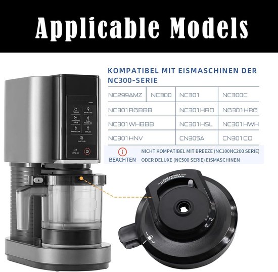 Buitendeksel voor Ninja ijsmachine, voor ijsmachine Ninja Creami, compatibel met Nc299amz/Nc301/Nc300, herbruikbaar reservedeksel, accessoires — afbeelding 2