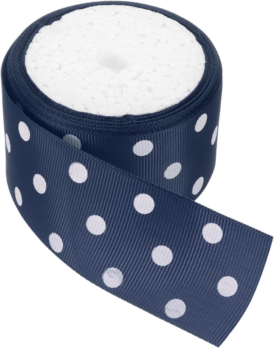 Ripsbanden 12,5 m 2,5 m marineblauw met witte stippen lint decoratie voor kunsthandwerk geschenkverpakking bruiloft DIY