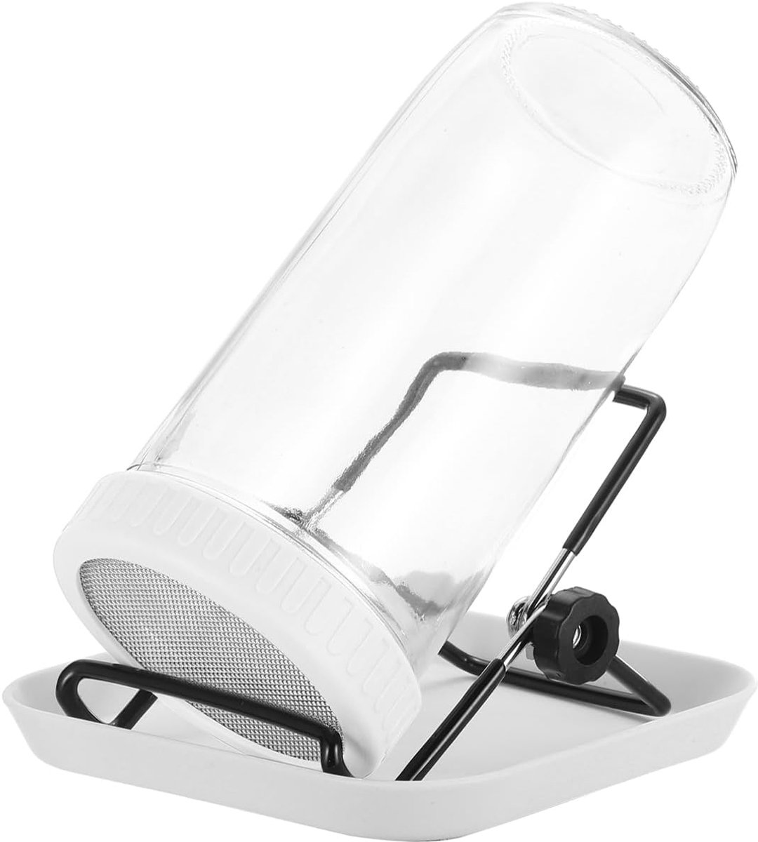 Kiemglas set - 1 stuk 730ml kiemglas incl. houder, dienblad - voor sporten, tuinkers & microgroen - wit