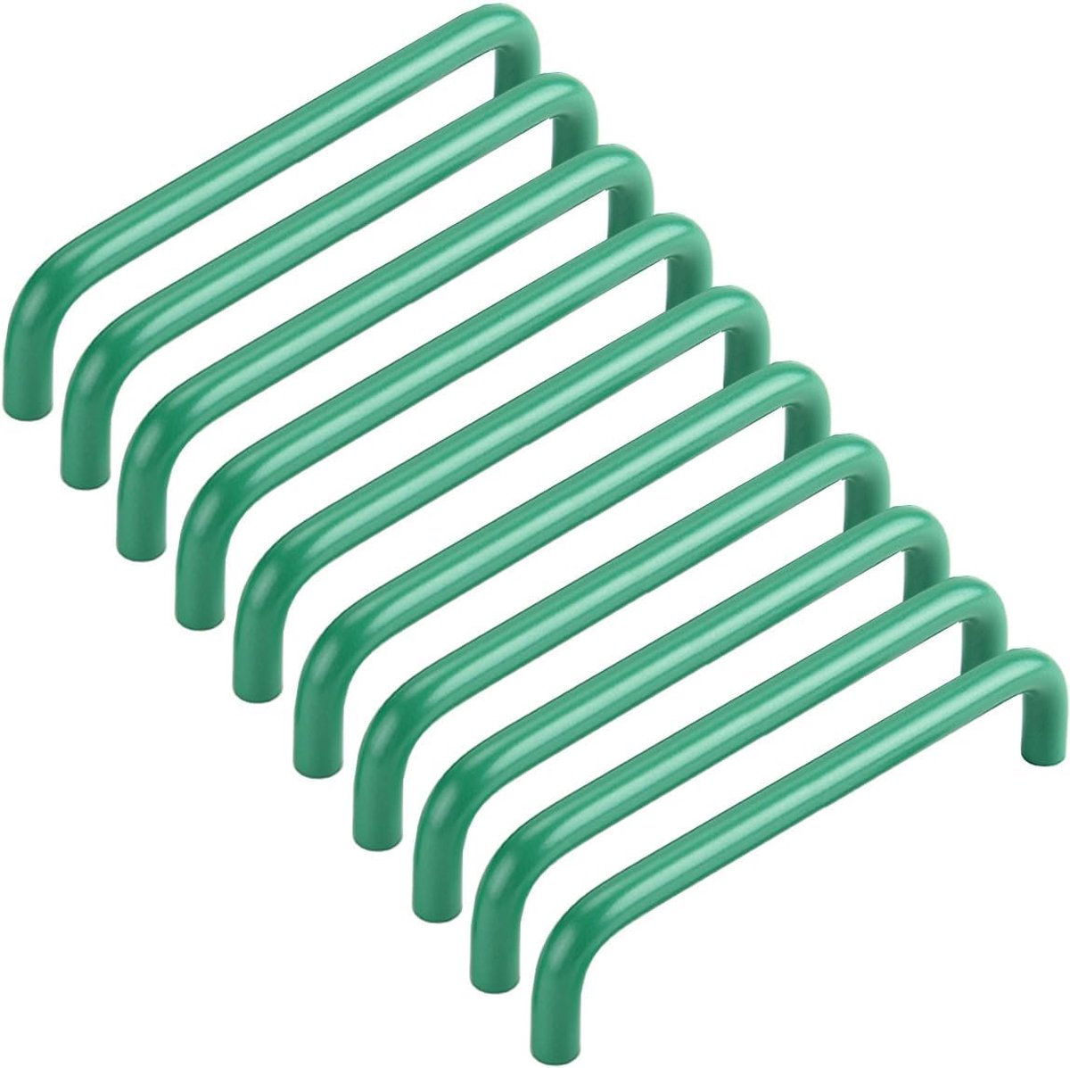 10 stuks meubelgrepen, keukenkastgrepen van aluminium, boorgatafstand 128 mm, groene stanggrepen, ladegreep met schroeven voor kinderkamer, kledingkast