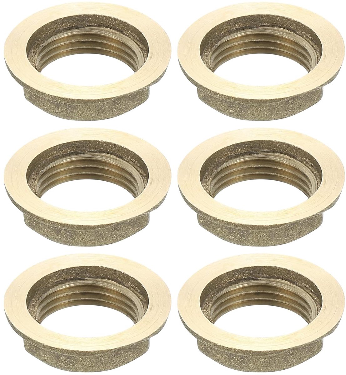 G3/8 buisschroefverbinding zeskantflens borgmoer met binnendraad bevestigingsdunne moer voor pap, messing 6 stuks